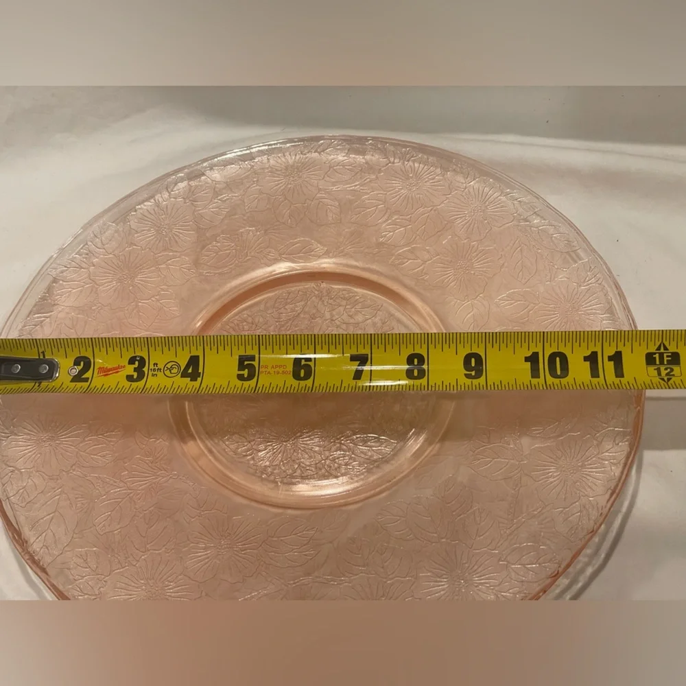 Set (3) MacBeth-Evans “Dogwood” Pink Depression Glass 11.5” Dinner Plates | GUC